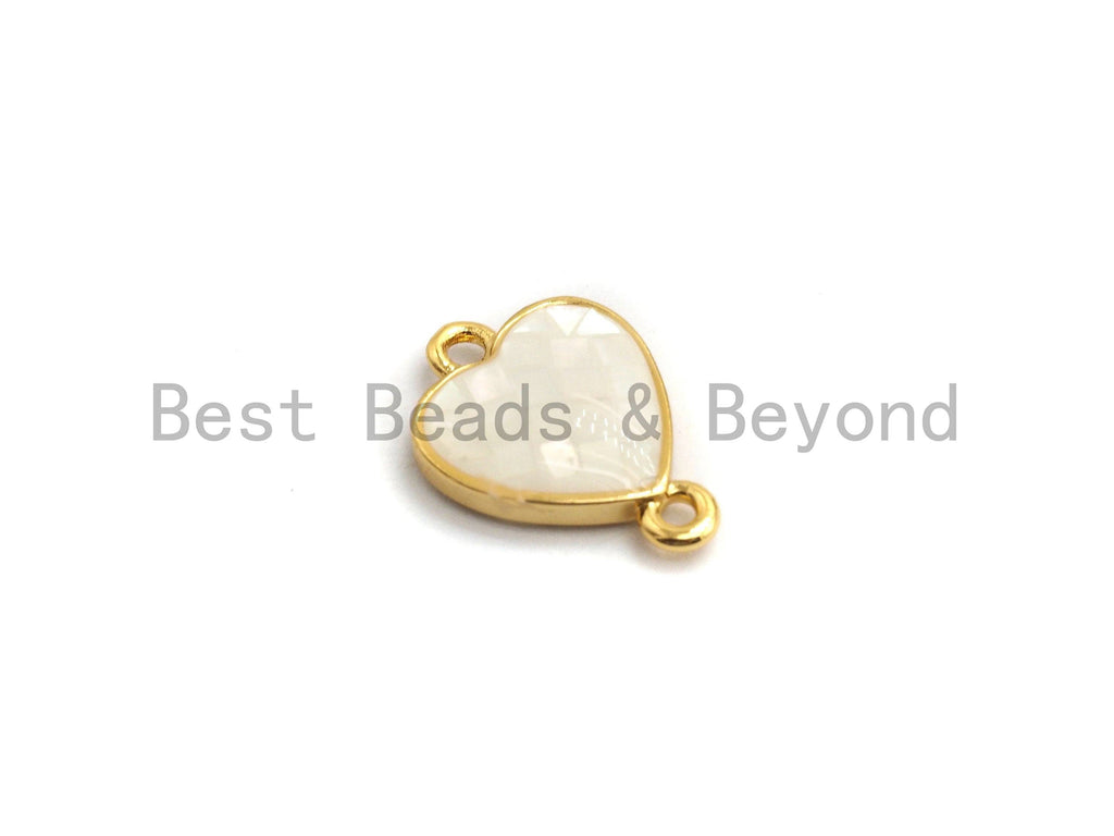 Natural White Heart Shape Connector with Gold/Silver Plated Edging, White Shell Beads, Natural Shell Findings, 10x14mm,SKU#Z277