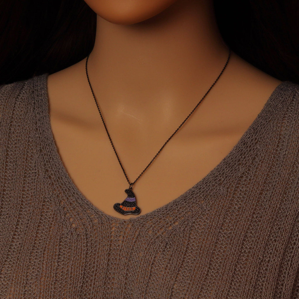 Witch Hat Necklace, Halloween Jewelry, Sku#EF594