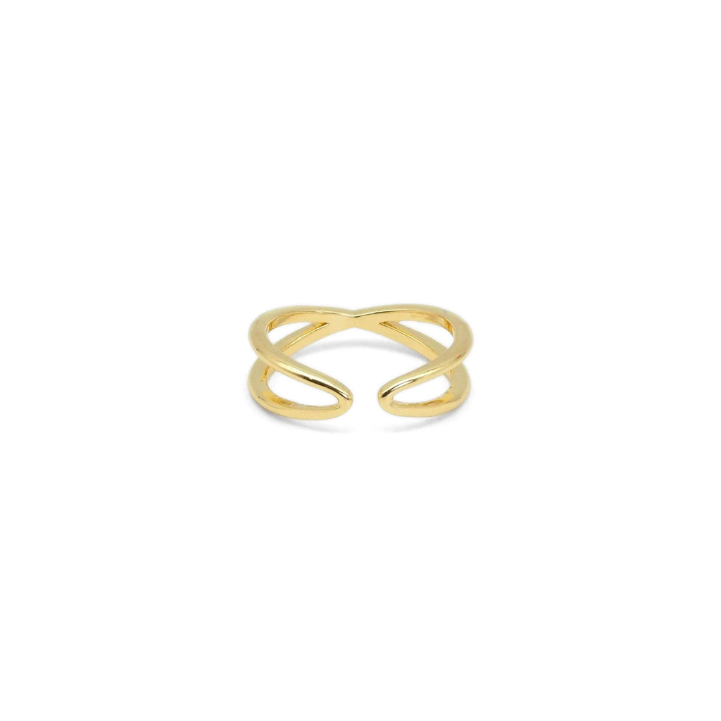 Gold Criss Cross Adjustable Ring, Sku#LX289