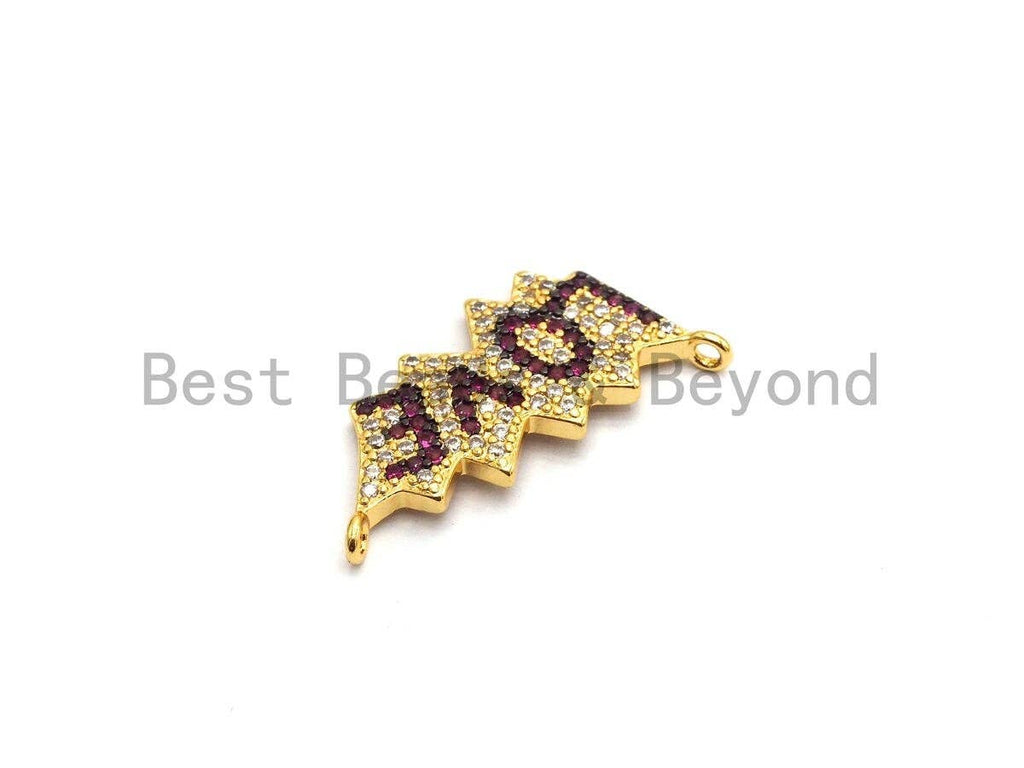 CZ Micro Pave Cobalt/Fuchsia/Green/Black LOVE Pendant/Connector, CZ Pave Pendant, Gold plated, 12x25mm ,sku#F654