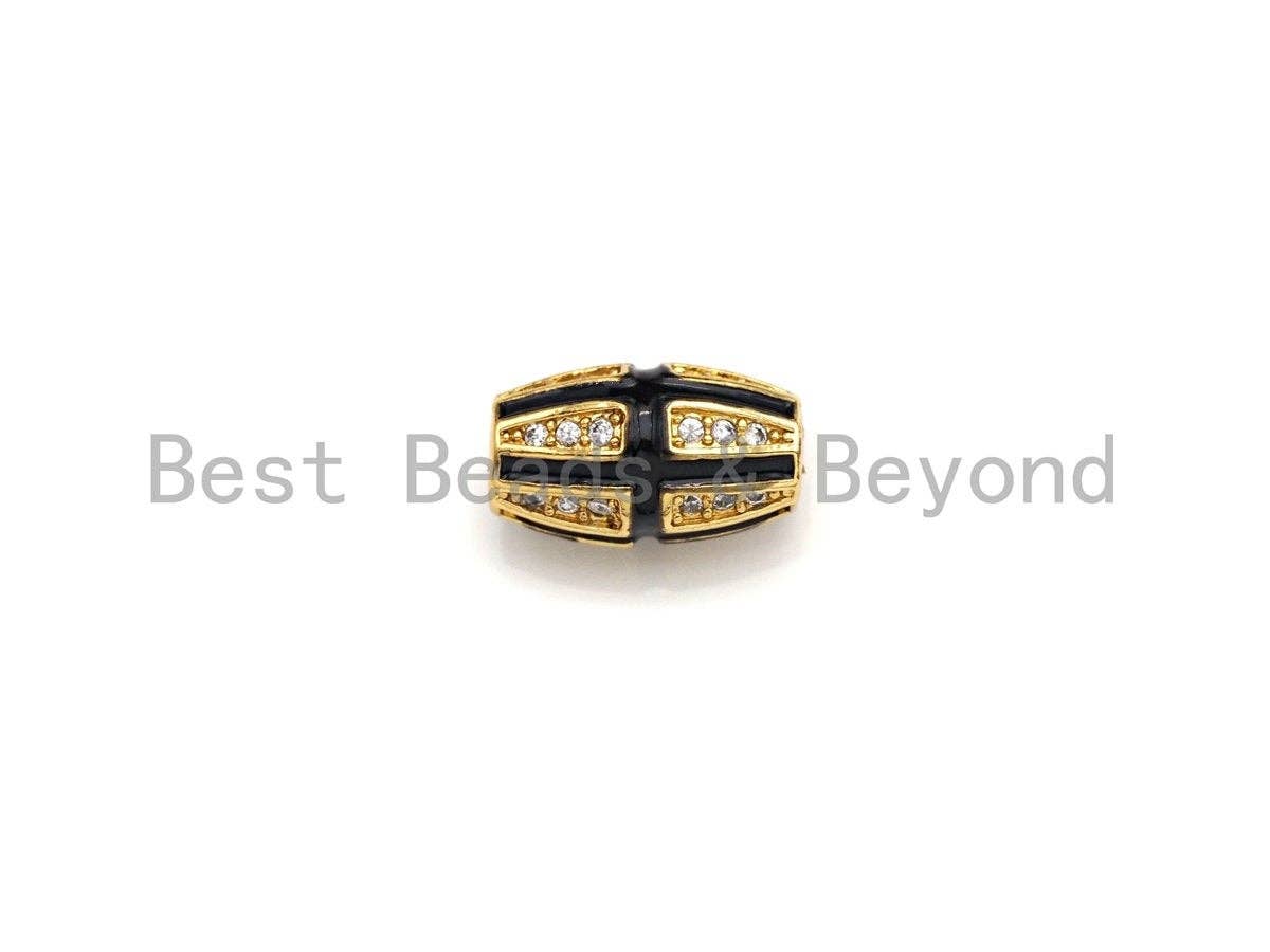 CZ Pave Barrel Shape beads, Cubic Zirconia Enamel Spacer Beads, 7x12mm, sku#Z935