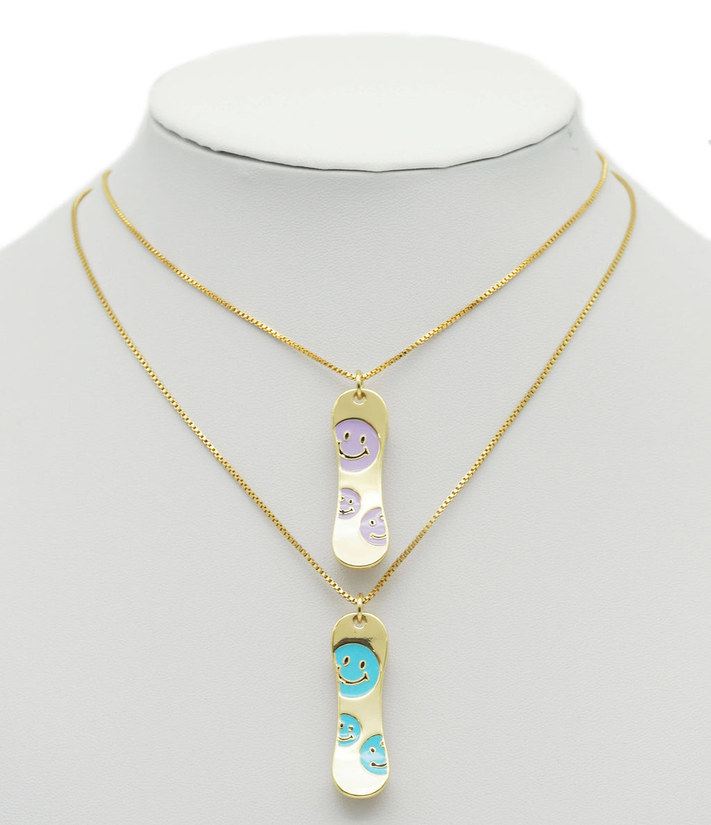 Enamel Smiley Face on Skateboard Pendant, Sku#F1466