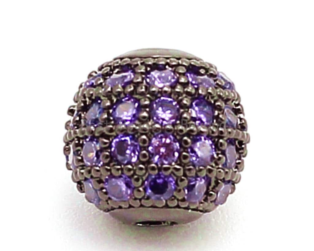 6mm,8mm,10mm CZ Micro Pave Round Ball Beads, Rainbow/Green/Turquoise/Fuchsia/Blue/Purple/Bronze Color CZ Ball Space Beads,1/2pcs,sku#G308