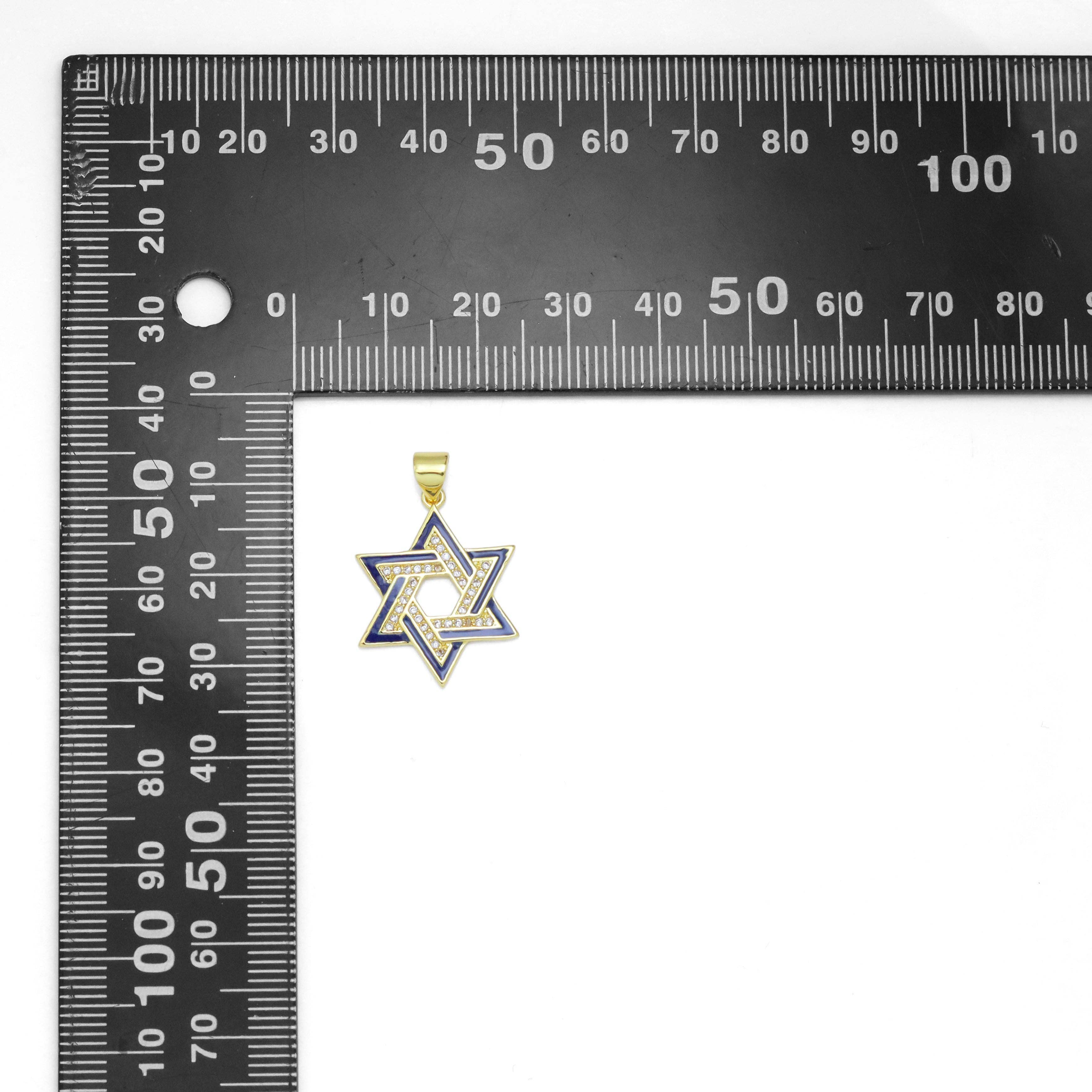 CZ Cobalt Enamel Jewish Star of David Jewish, Sku#LX601