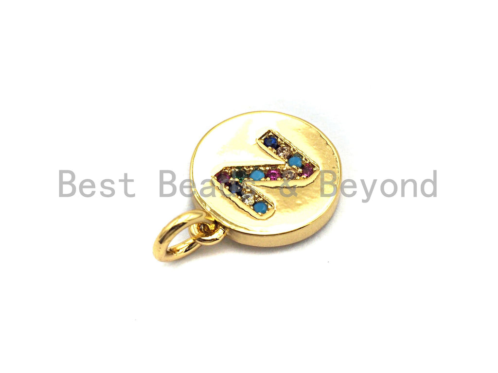 New Trendy Gold Color Micro Pave Rainbow CZ Cubic Zirconia A-Z 26 Initials Letter Pendant, Initial Letter Charm,11x13mm,sku#F820C