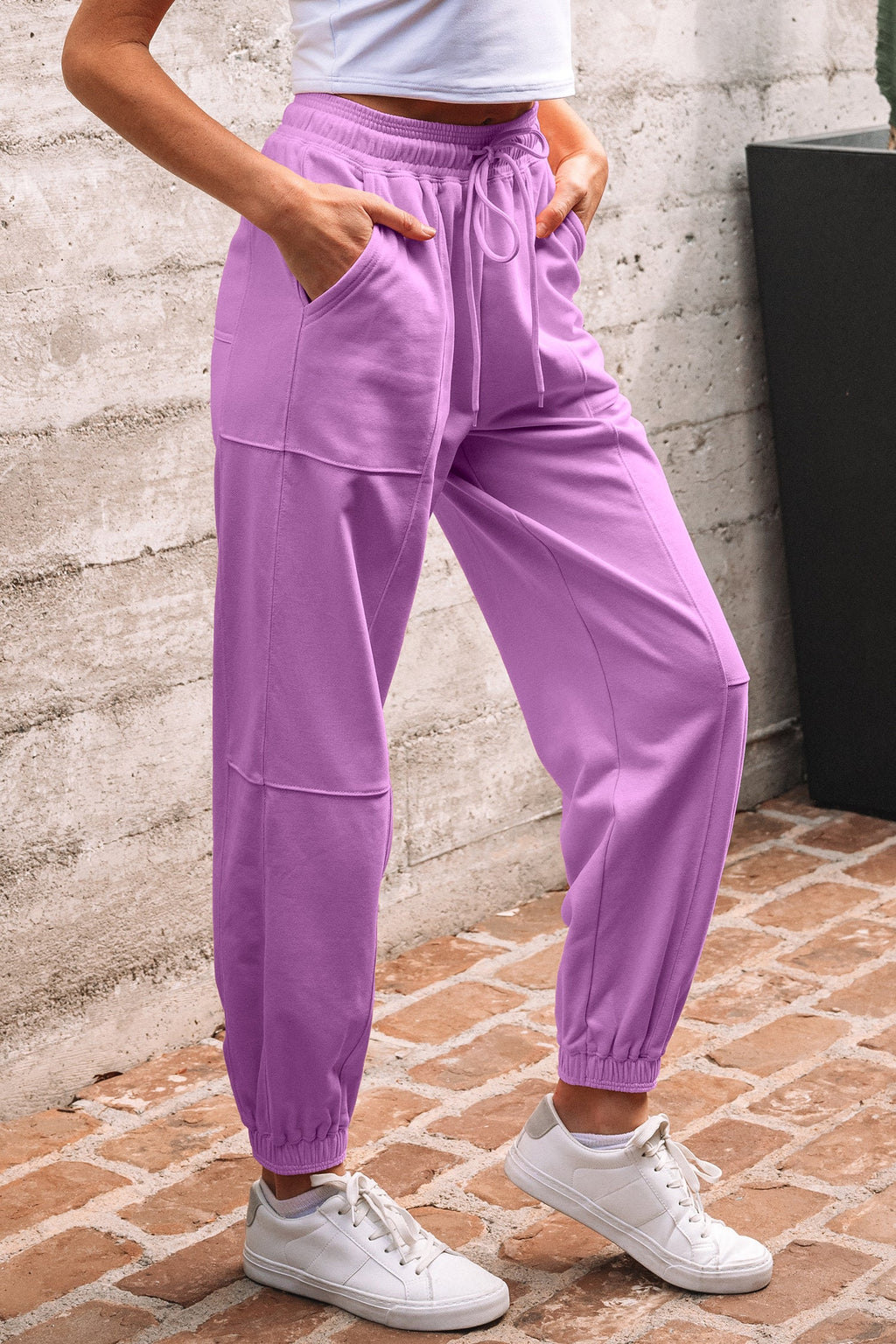 Antonella Solid Color Jogger Pants-Threaded Pear