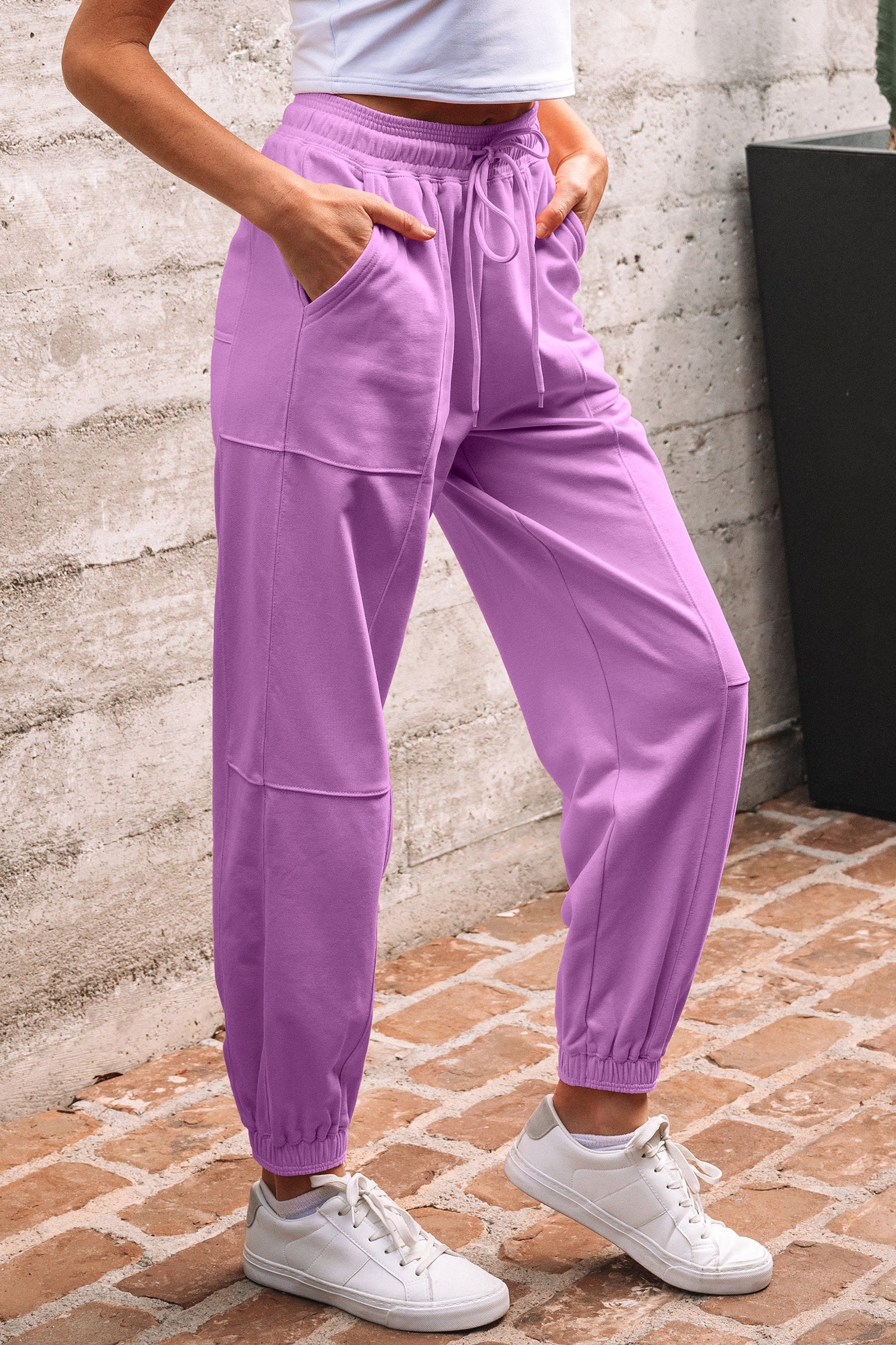 Antonella Solid Color Jogger Pants-Threaded Pear
