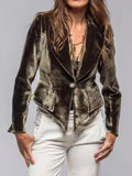 Velvet Lapel Collar One Button Blazer