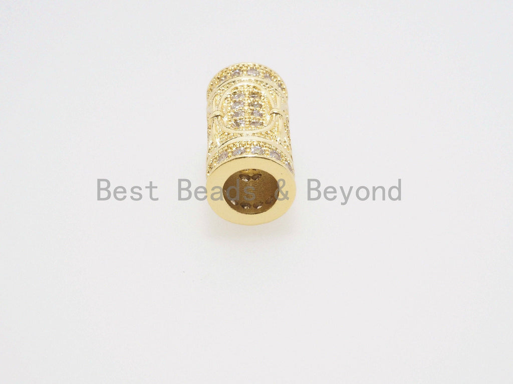 16x8mm CZ Micro Pave Large hole Barrel Spacer beads, Drum Barrel beads, Micro Pave Cubic Zirconia Spacer Beads,sku#G402