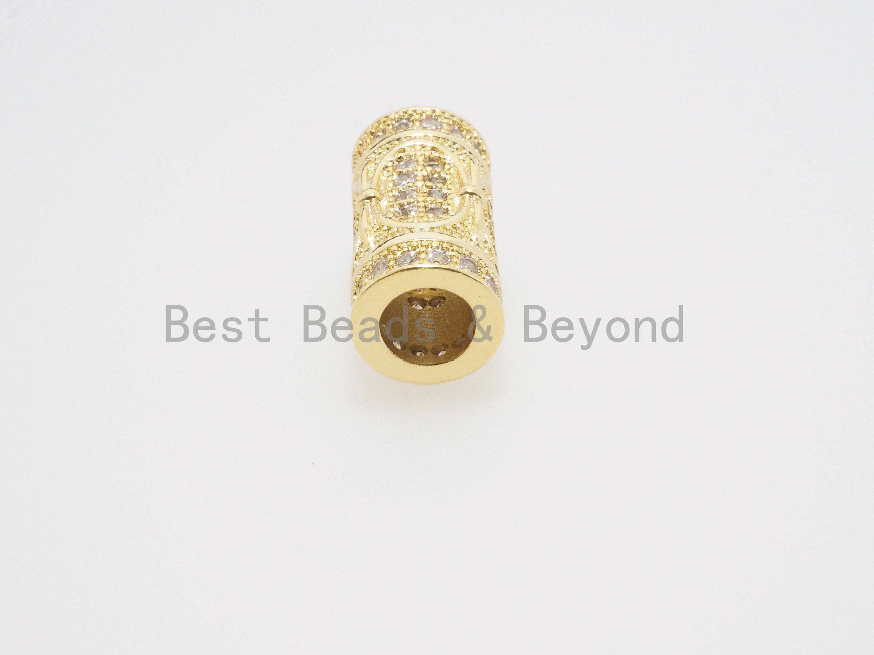 16x8mm CZ Micro Pave Large hole Barrel Spacer beads, Drum Barrel beads, Micro Pave Cubic Zirconia Spacer Beads,sku#G402