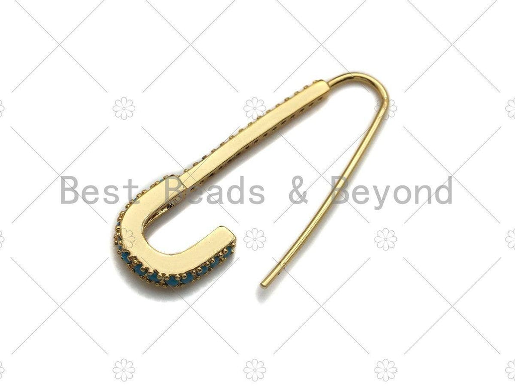 CZ Micro Pave Gold Safety pin earrings, sku#F1162