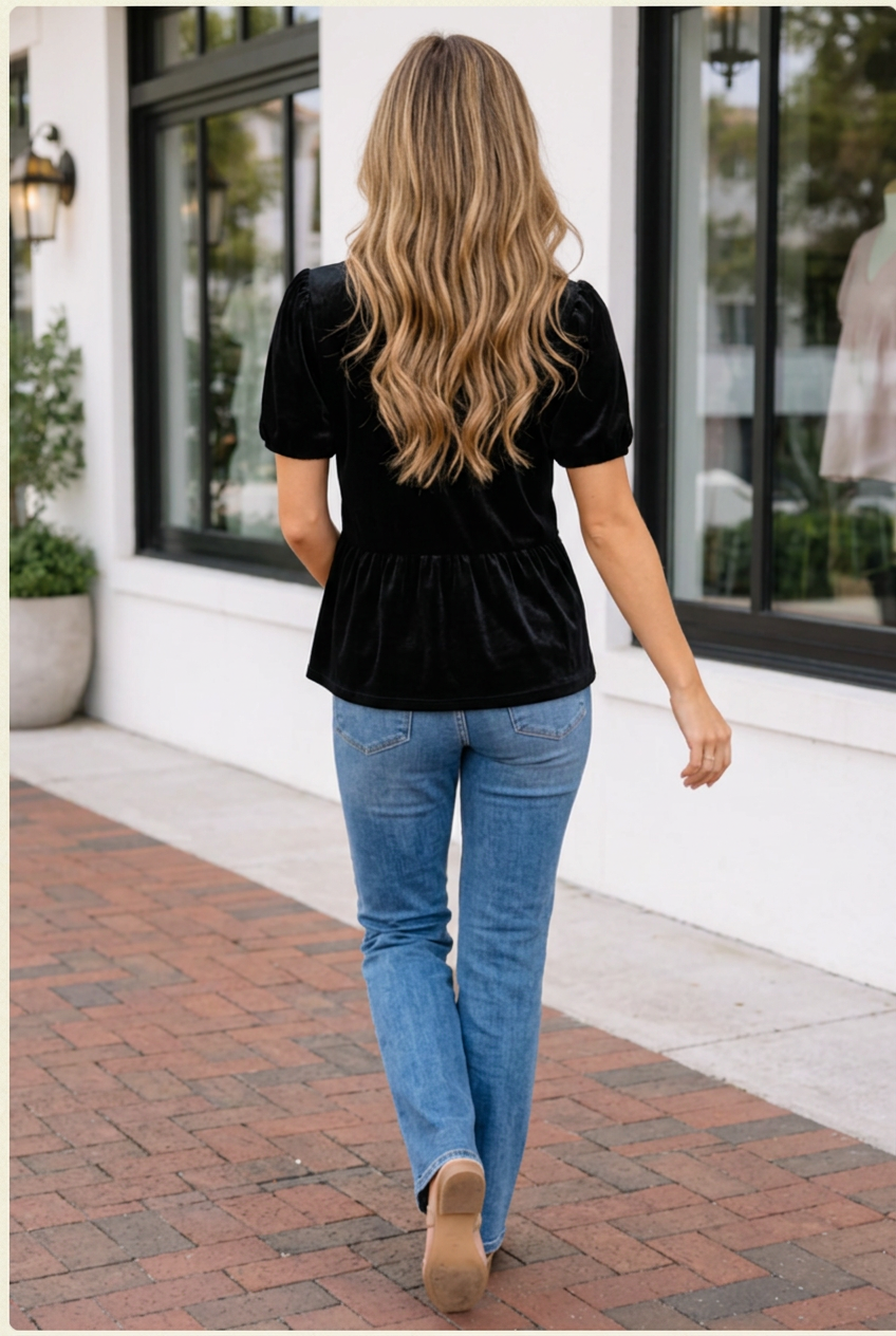 Margaux Silhouette Short Sleeve Blouse-Threaded Pear