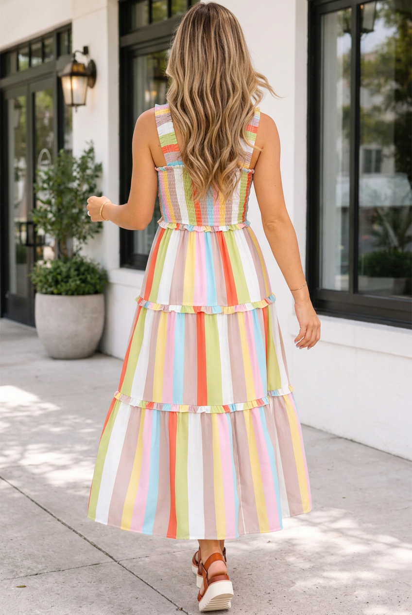 Gabbi Tiered Maxi Dress-Threaded Pear