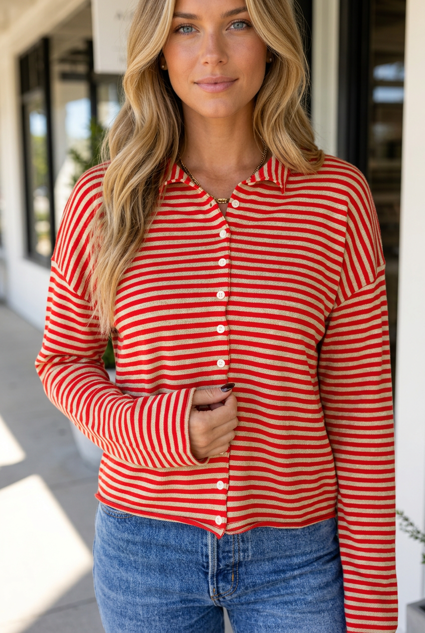 Morgan Long Sleeve Knit Cardigan-Threaded Pear
