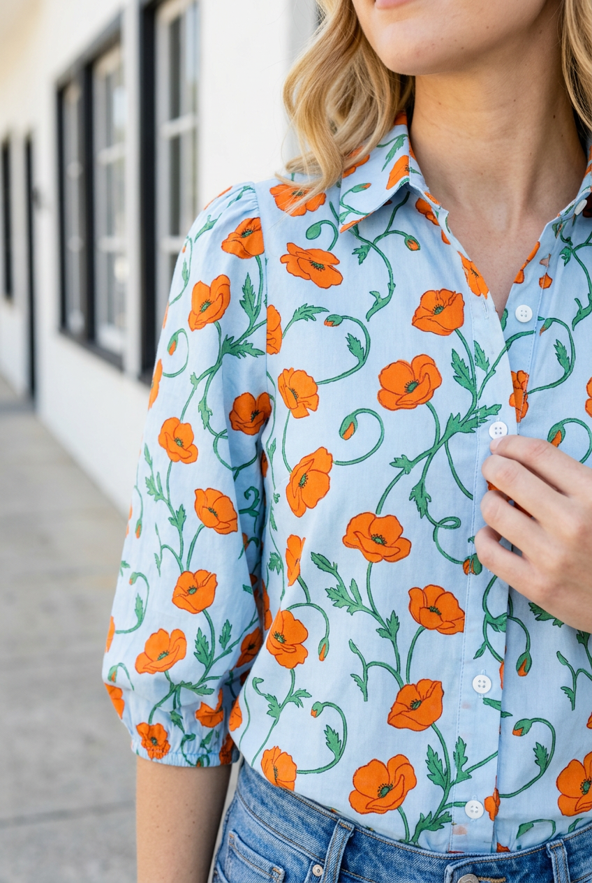Leslie Sleeve Down Casual Shirt-Threaded Pear