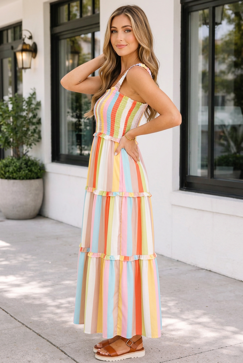 Gabbi Tiered Maxi Dress-Threaded Pear