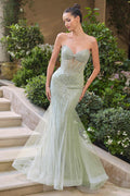 Andrea & Leo A1492 Starburst Beaded Pattern Fitted Mermaid Gown