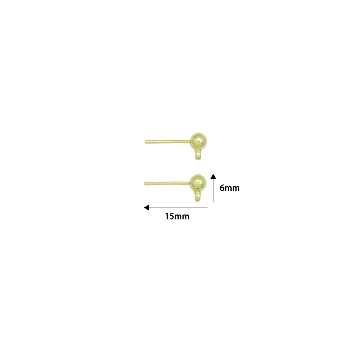 Gold SilverBall Shape Stud Earrings with loop, Sku#A513
