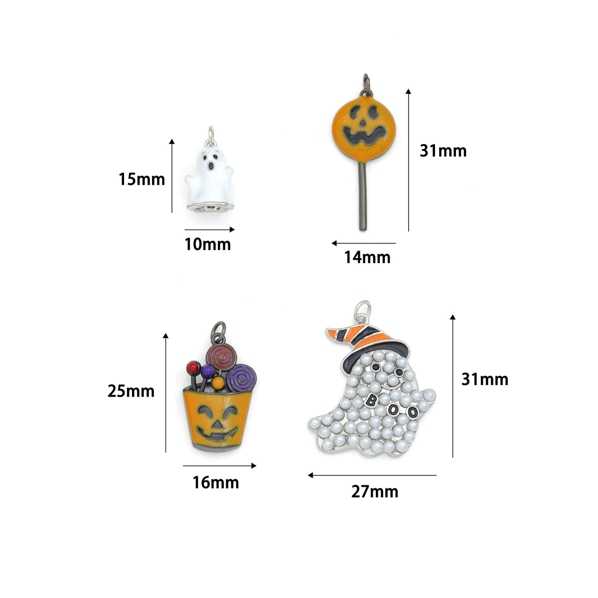 Halloween Boo Ghost Pumpkin Lollipop Candy Basket Charm Pendant, Halloween Sku#A519