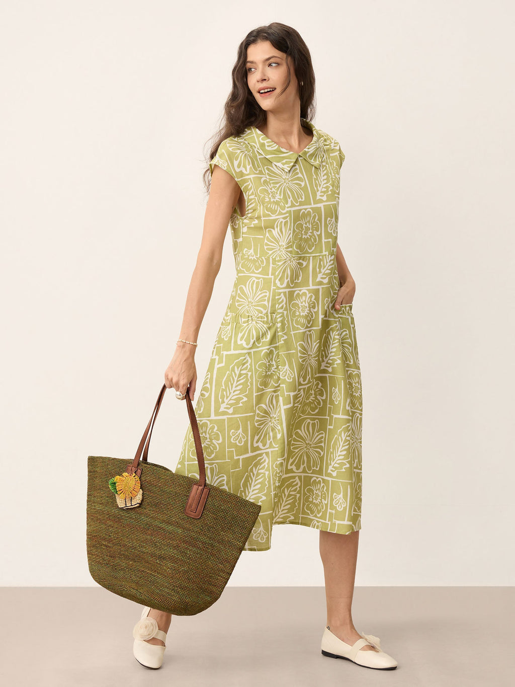 Handwoven Raffia Tote Bag With Leather Handles-LINTICO