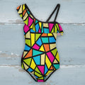 Girls Abstract Art Print Swimsuit