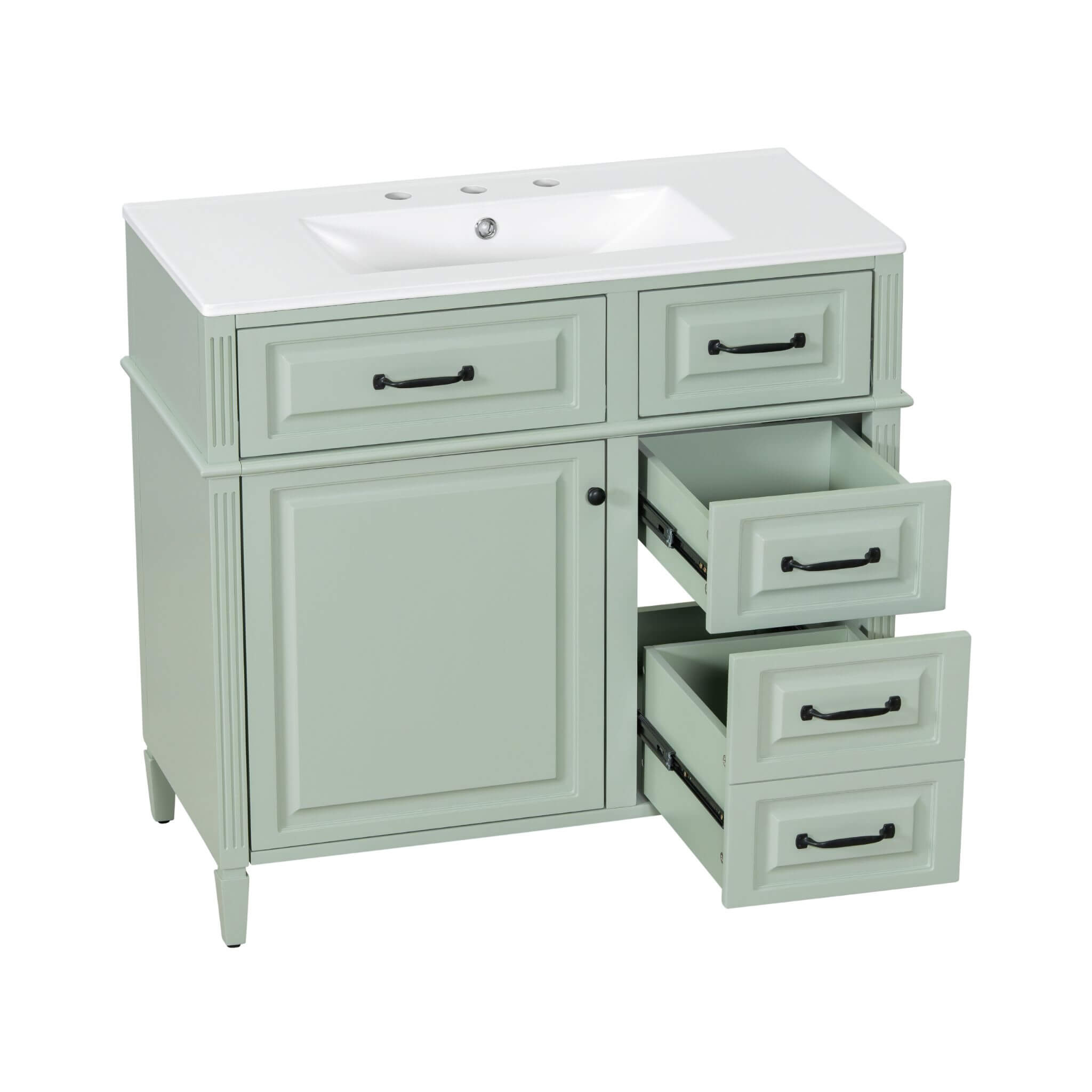 Alora 36-Inch Freestanding Bathroom Vanity With Ceramic Sink And Storage Cabinets [Faucet Not Included] (SAK86310)
