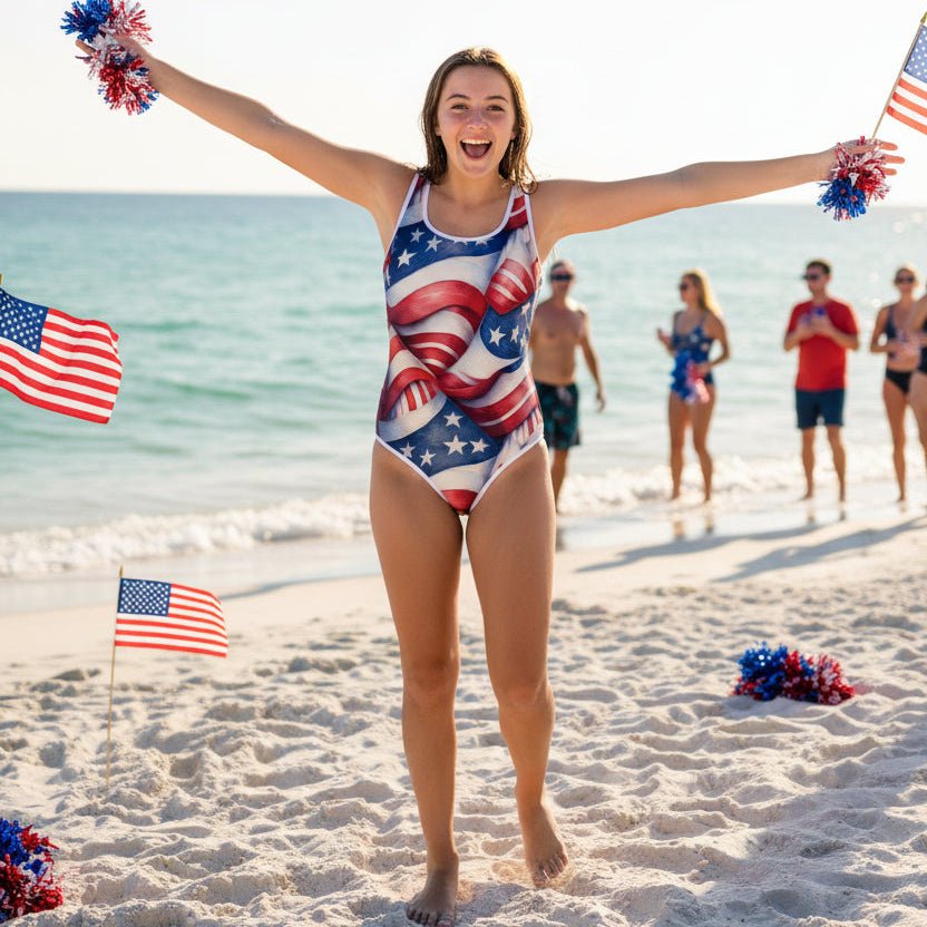 Teen USA Flag Pattern Swimsuit