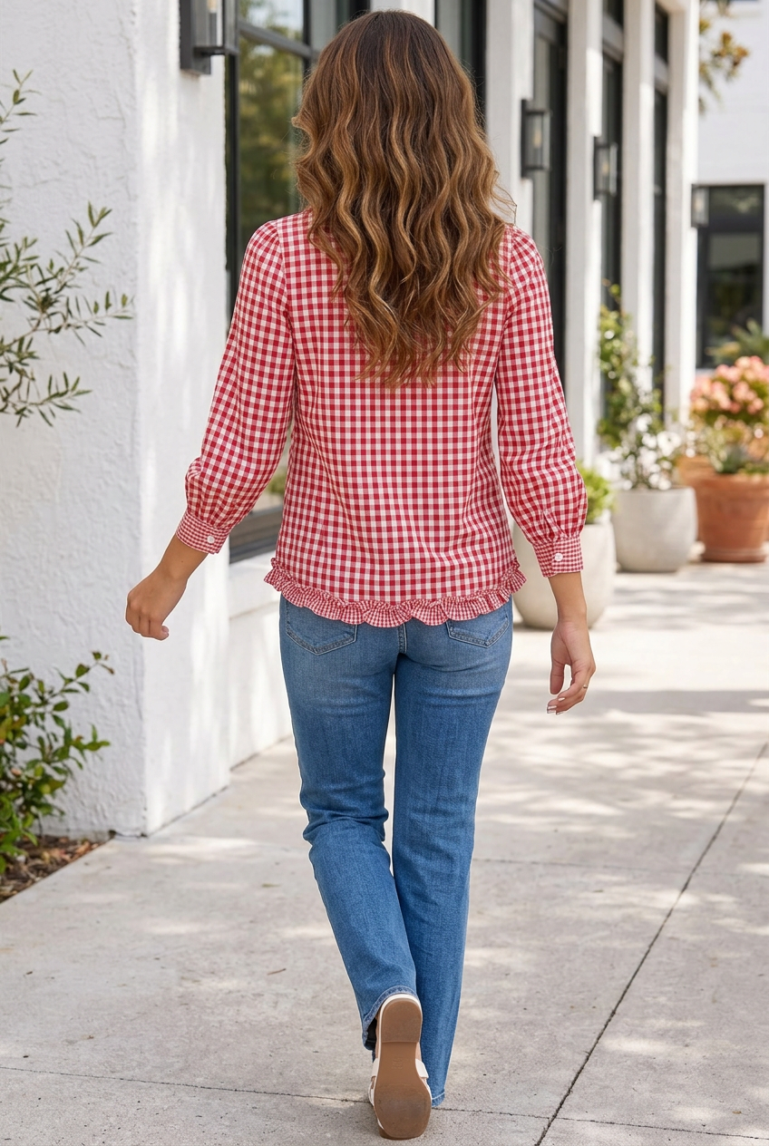 Maci Casual Shirt Long Sleeve Top-Threaded Pear