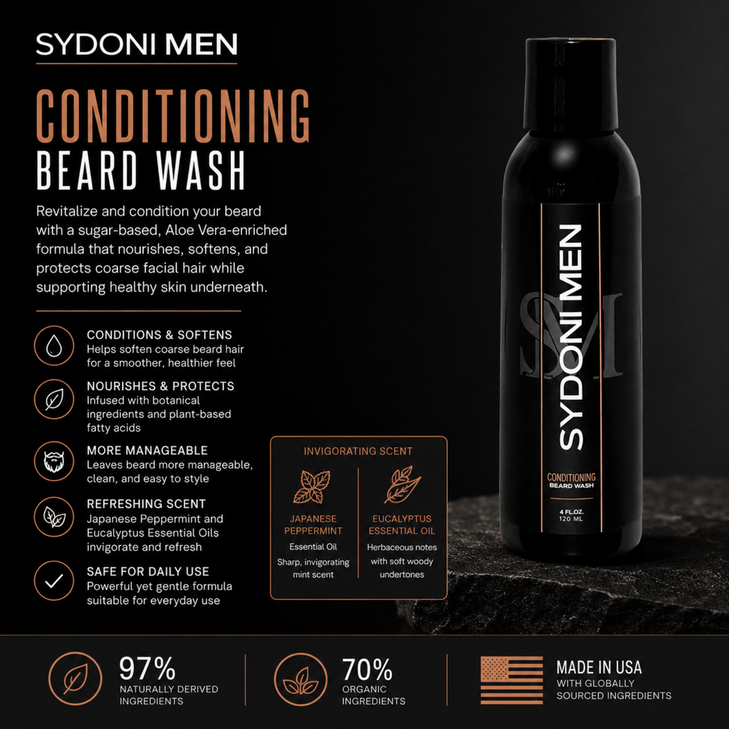 SYDONI MEN CONDITIONING BEARD WASH | Cleanse, Soften & Hydrate 120 ml 4oz.