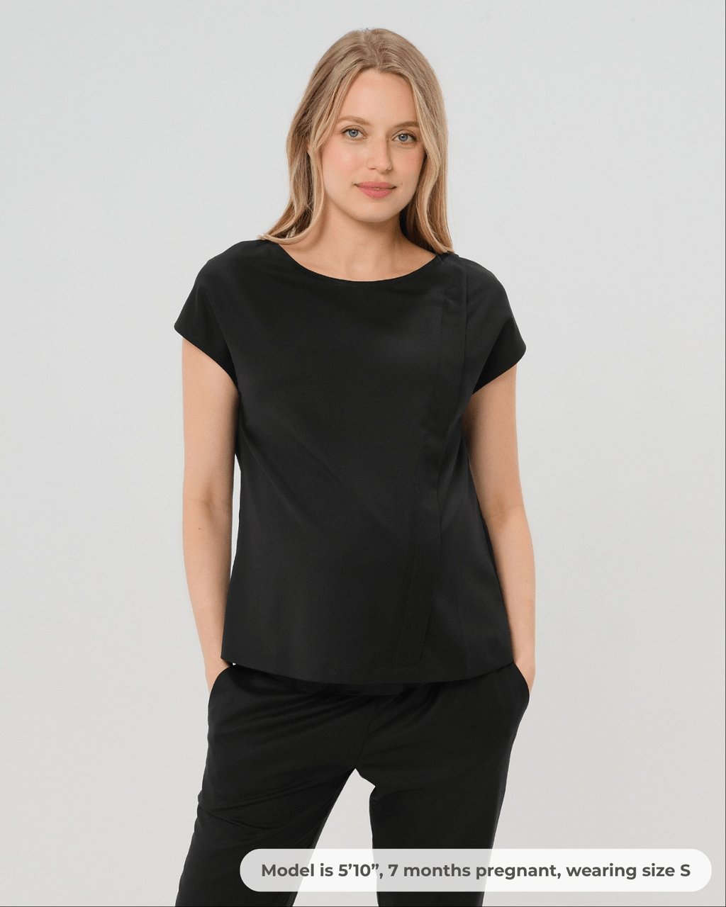 Maternity Shell Top w/ Hidden Nursing Zip in All-Season Wool