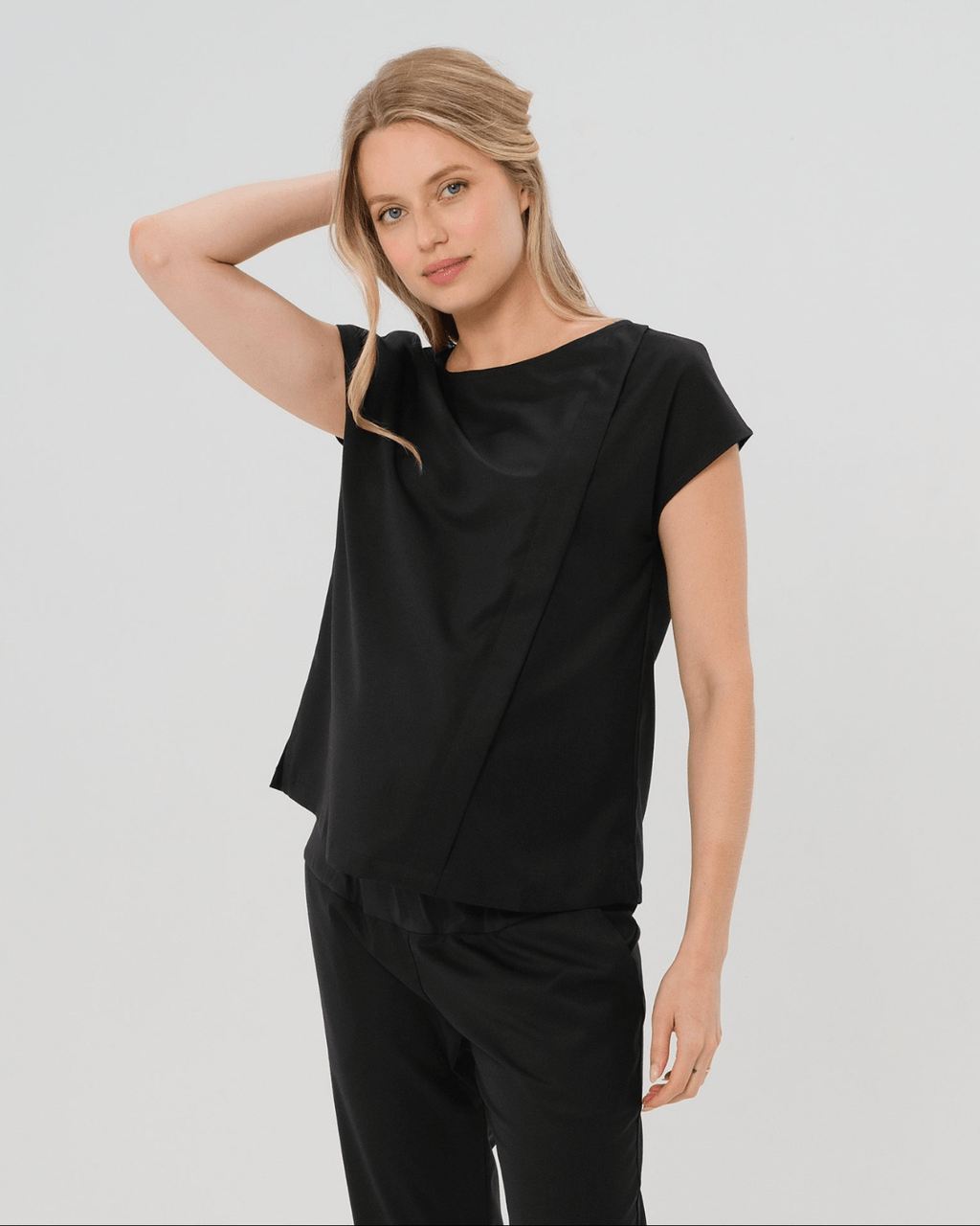 Maternity Shell Top w/ Hidden Nursing Zip in All-Season Wool