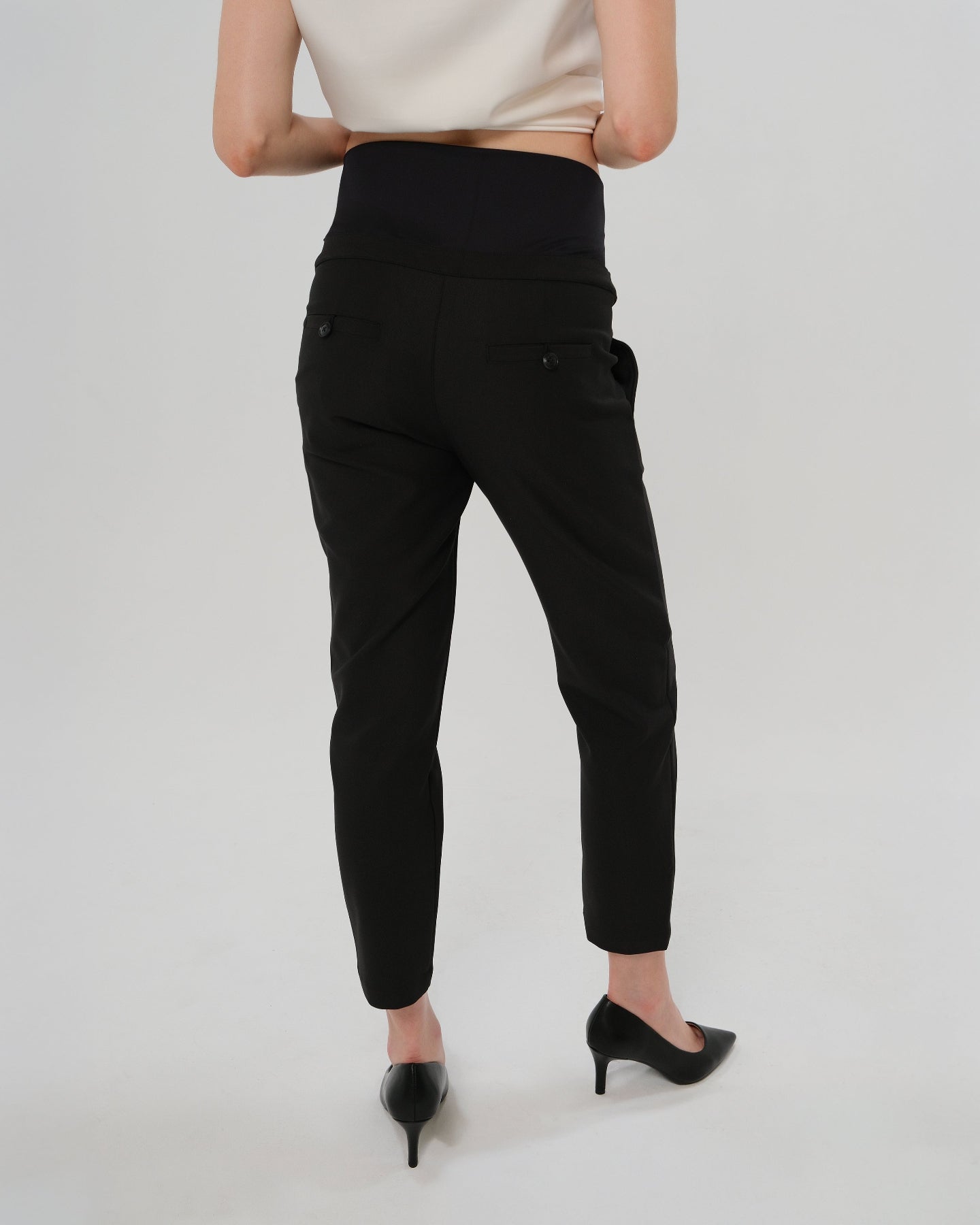 Slim Leg Maternity Work Pants in Black