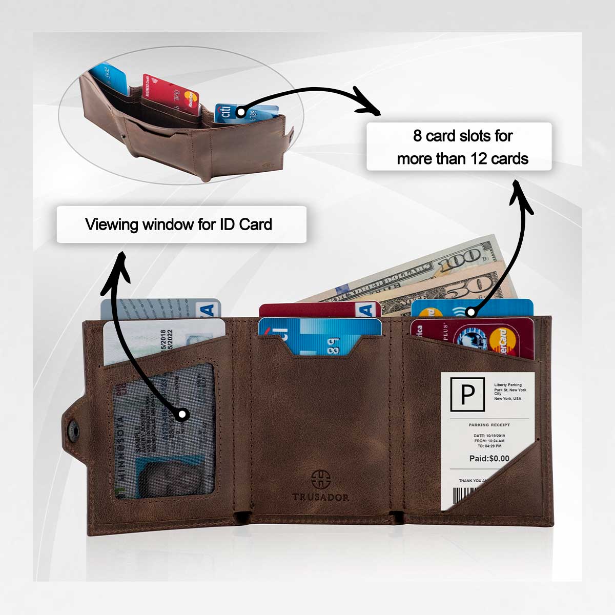 Verona Front Pocket Trifold Leather Wallet