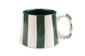 Olive Stripe Coffee Cup | Handpainted Stoneware Mug | 220ml (Set of 2)
