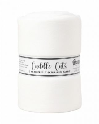 A white folded fabric bundle wrapped with a paper label that reads 'Cuddle Cuts' and '3 YARD PRECUT EXTRA-HEAVE FABRIC'.