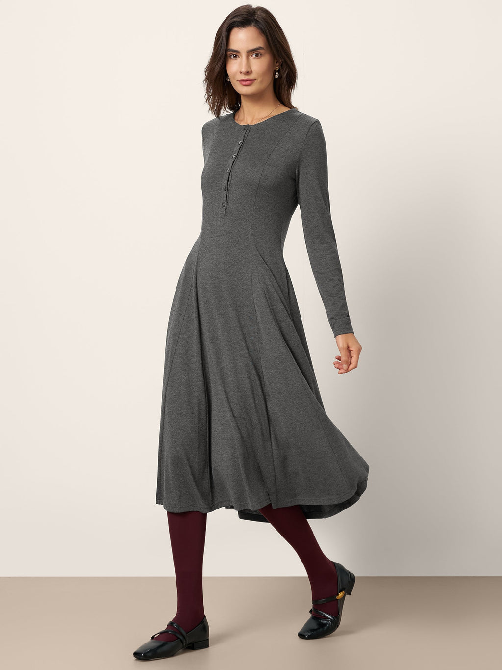 Cashmere Buttoned Panel Midi Dress BREE