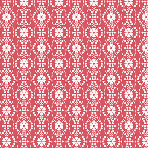 White floral pattern on a red background