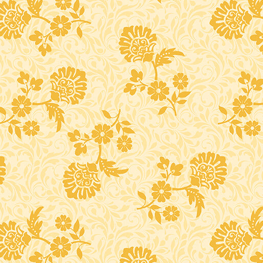 Yellow floral pattern on a light yellow background