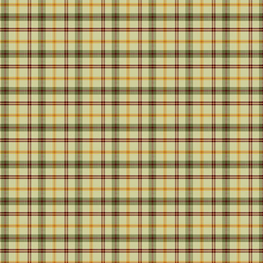 Plaid pattern with green, brown, and beige colors on a fabric background