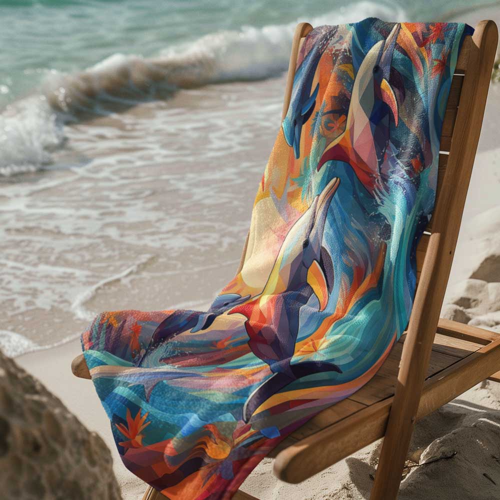 Surreal Dolphin Art Beach Towel