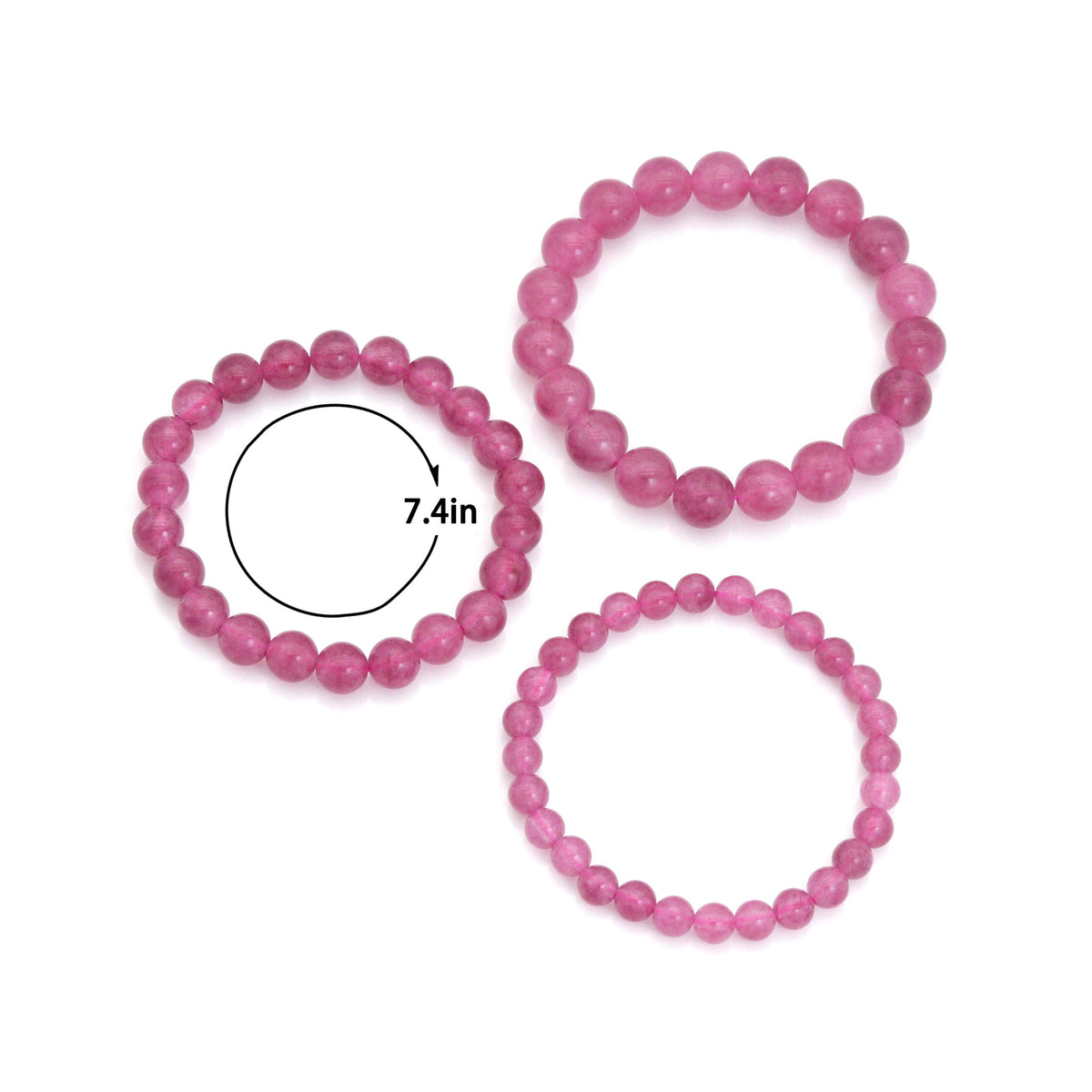 Pink Jade Round Smooth Stretchy Bracelet, Sku#EF750