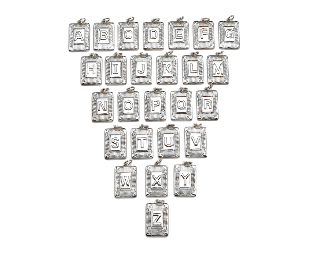 Silver Initial Letter Charm, Alphabet Letter Charm, SKU#F1347C