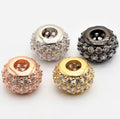 CZ Micro Pave Large Hole Rondelle Beads, Cubic Zirconia Pave Beads, 6mm/8mm/10mm Shamballa Ball beads, CZ Space Beads,sku#G412-Bestbeads & Beyond