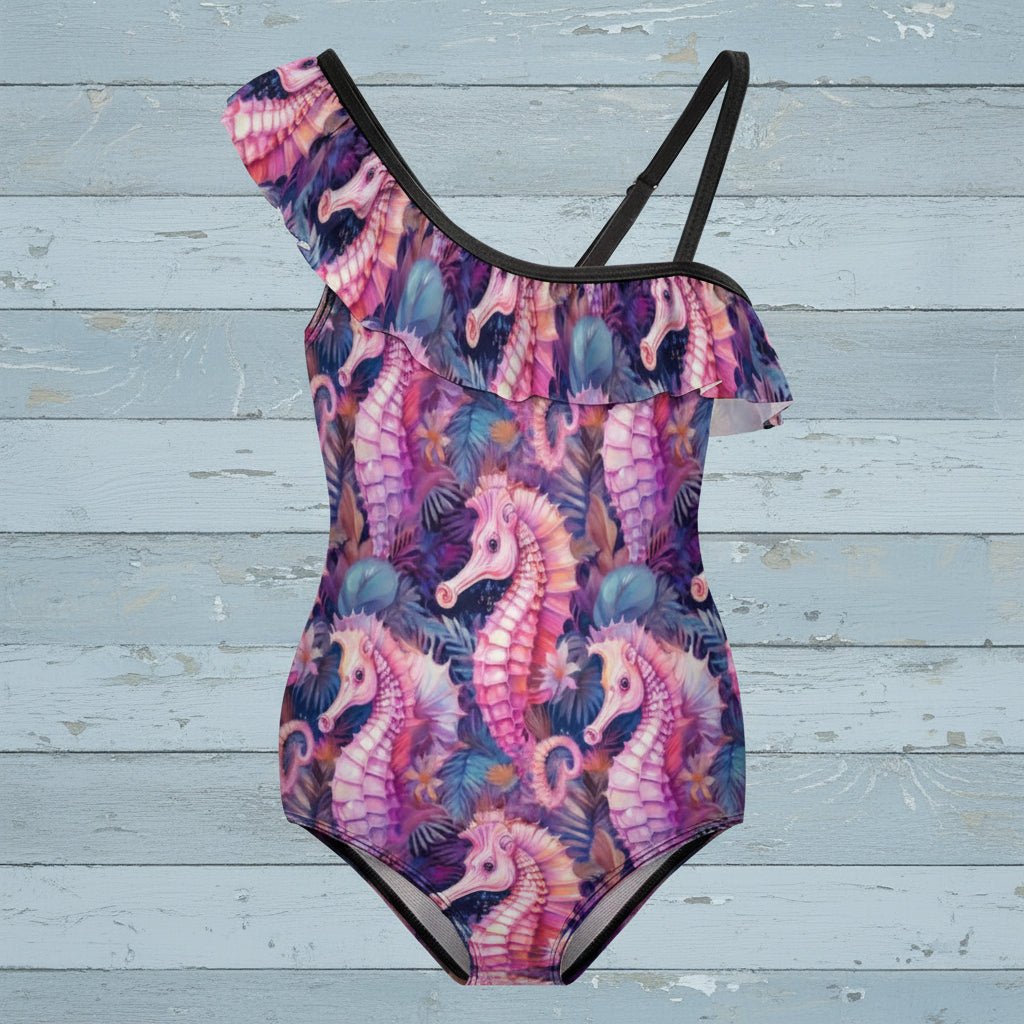 Youth Girls Seahorse Ruffled Swimsuit