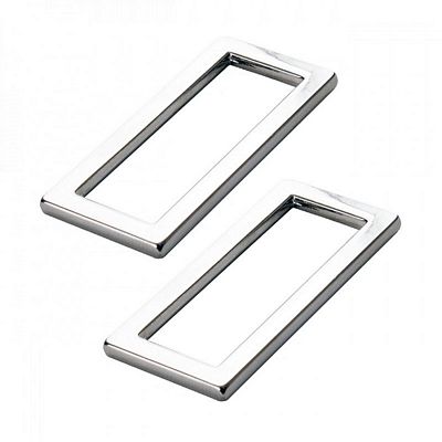 Two rectangular polished chrome metal frames with rounded corners, shown on a plain white background.