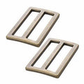 Two rectangular metal pull handles on a white background