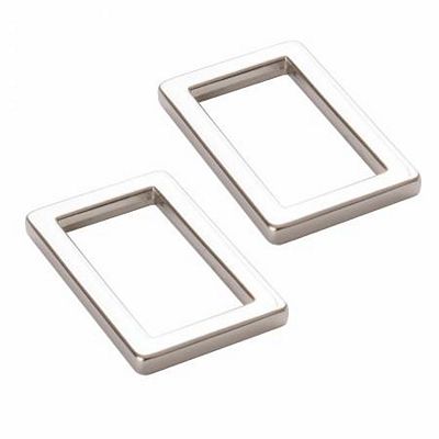 Two rectangular silver frames on a white background