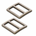 Two rectangular metal hardware pieces with rounded corners and a double-slot design, shown on a plain white background.
