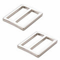 Two silver rectangular rings on a white background