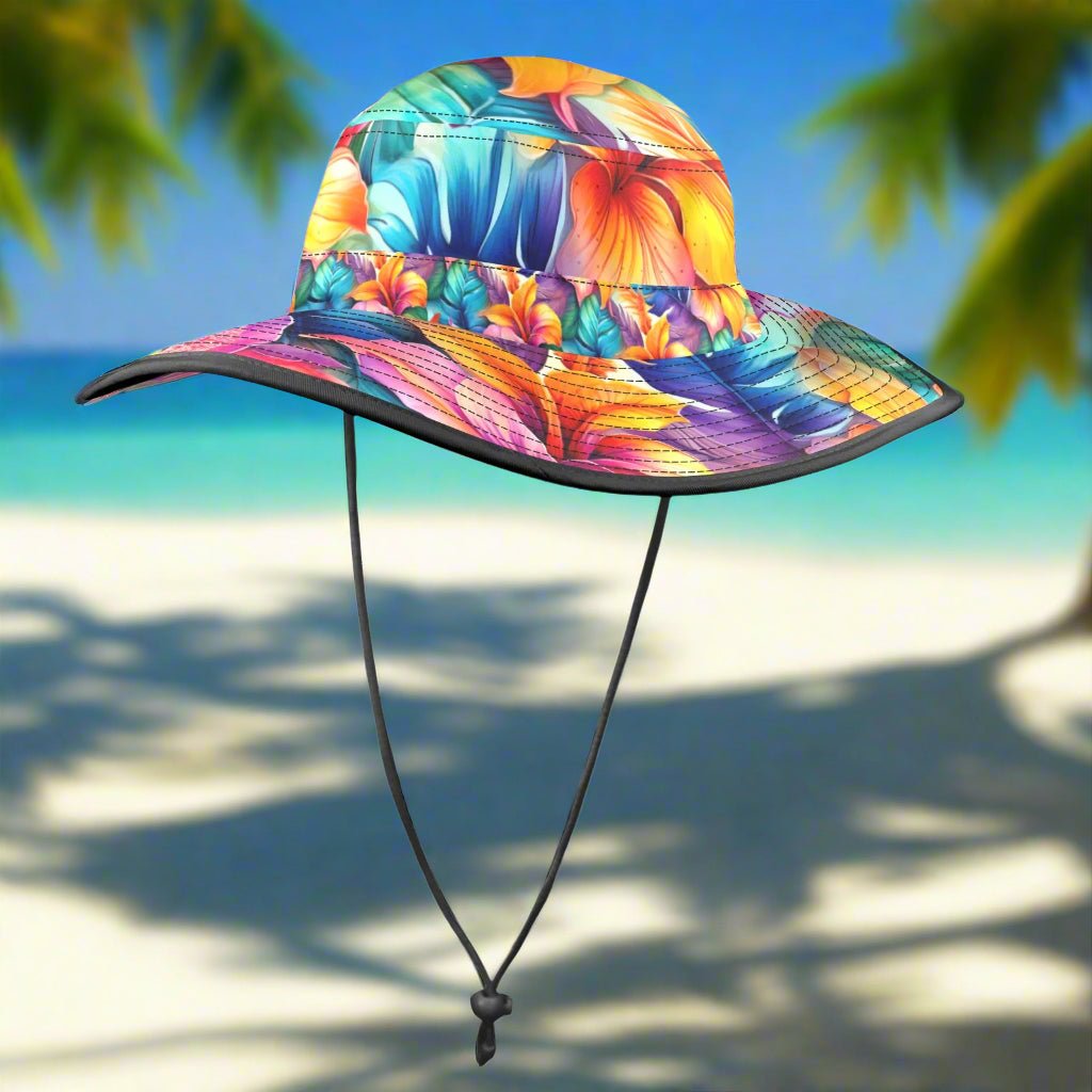 Hawaiian Floral Floppy Wide Brim Hat